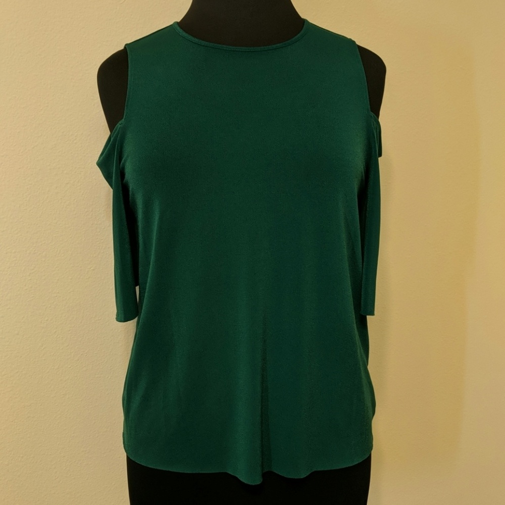 Emerald green cold shoulder blouse